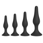 Set of 4 Black Silicone Butt Plugs - Comfortable & Flexible Anal Toys