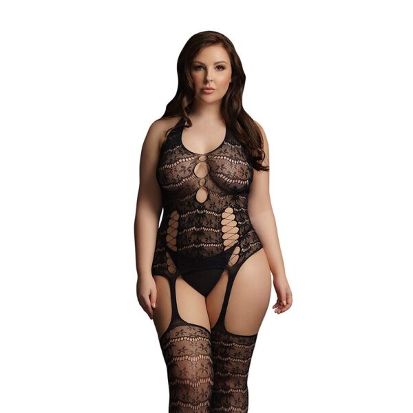 Le Desir Lace Suspender Bodystocking for UK Sizes 14-20 - Elegant Lingerie