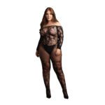 Le Desir Off Shoulder Long Sleeve Bodystocking - Elegant Lingerie for Seductive Nights