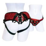 SportSheets Red Lace Satin Corsette Strap-On: Elegant Pleasure for Adventurous Couples
