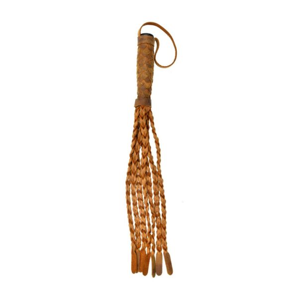 Medieval 15 Inch Italian Leather Braided Whip for Pain Play