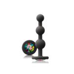 Glams Black Ripple Anal Plug with Rainbow Gem - Elegant Pleasure Toy