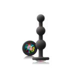 Glams Black Ripple Anal Plug with Rainbow Gem - Elegant Pleasure Toy - Image 2