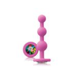 Glams Pink Ripple Anal Plug with Rainbow Gem - Vibrant Pleasure for All