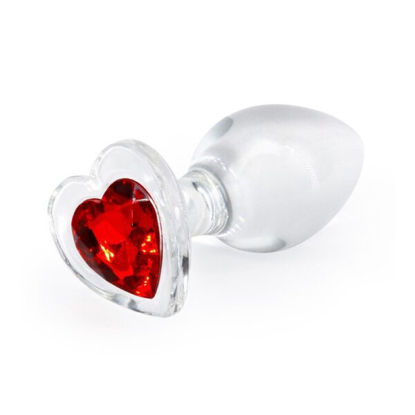 Crystal Desires Medium Glass Heart Butt Plug - Elegant Pleasure for Intimate Moments