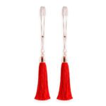 Bound Nipple Clamps with Red Tassels – Adjustable BDSM Pleasure Accessories