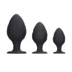 Ouch Silicone Swirled Butt Plug Set - Black | Premium Anal Toys for Ultimate Pleasure