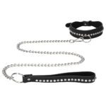 Stylish Ouch Diamond Studded Collar with Leash for Fashionable Pets