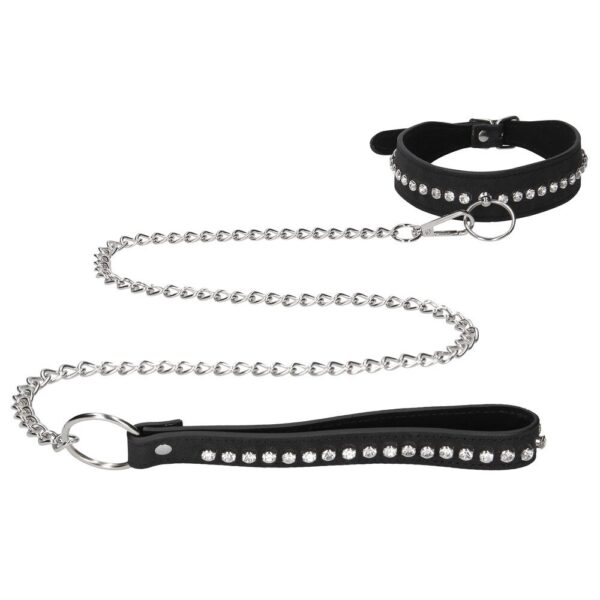 Stylish Ouch Diamond Studded Collar with Leash for Fashionable Pets