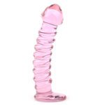 Textured Pink Glass Dildo for Ultimate Pleasure - Elegant & Unique Design