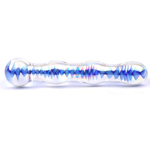 P10x Blue Wavy Glass Dildo - Elegant and Unique Pleasure Toy for Intense Sensations - Image 1