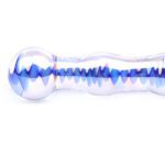 Blue Wavy Glass Dildo - Elegant and Unique Pleasure Toy for Intense Sensations - Image 4