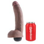 King Cock 9 Inch Squirting Realistic Dildo with Balls - Brown - Image 3