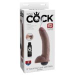 King Cock 9 Inch Squirting Realistic Dildo with Balls - Brown - Image 4