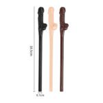 Lovetoy Pack of 9 Colorful Willy Straws - Black, Brown & Pink Fun Party Accessories - Image 2