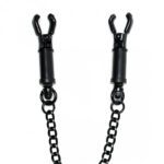 Black Metal Adjustable Nipple Clamps with Chain - Perfect for Sensual Play - Image 3