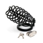 Premium Black Metal Male Chastity Device with Secure Padlock for Ultimate Control - Image 3