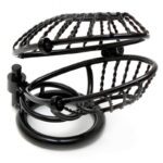 Secure Your Desires: Opening Metal Male Chastity Device with Dual Padlocks - Image 3