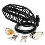 Secure Your Desires: Opening Metal Male Chastity Device with Dual Padlocks - Image 4