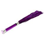Luxurious Purple Suede Flogger with Glass Handle & Crystal Accents for Sensual Play - Image 4