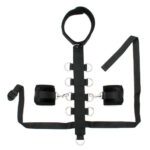 Black Padded Restraint Collar with Cuffs and Leash for Ultimate Control