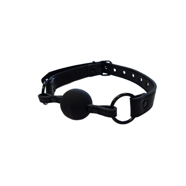 Rouge Garments Plain Black Collar and Gag - Stylish BDSM Accessory for Ultimate Restraint