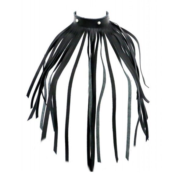 Stylish Red Leather Fringe Necklace Collar - Boho Chic Statement Jewelry