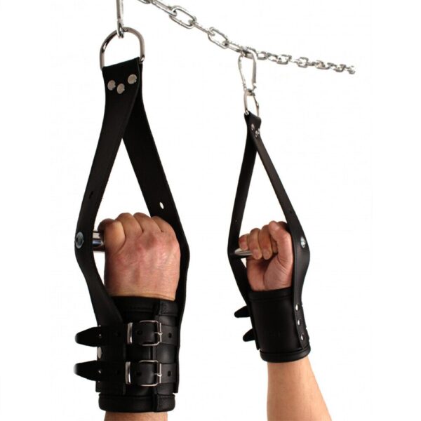 Red Deluxe Leather Suspension Handcuffs for Ultimate Restraint and Style
