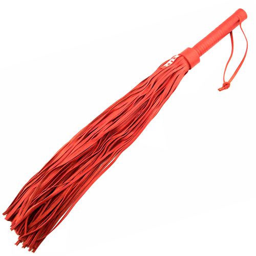 RF1034RDx Rouge Garments Large Red Leather Flogger - Premium BDSM Whip for Sensual Play - Image 1