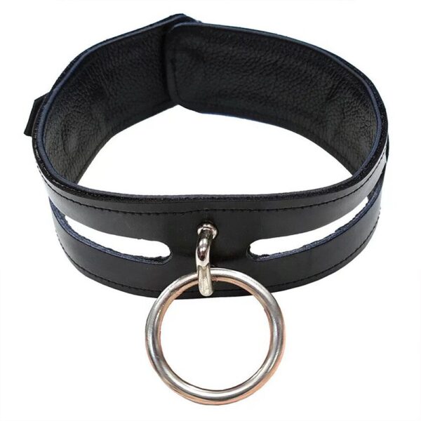 Rouge Garments Black Leather Fashion Bondage Collar - Stylish & Edgy Accessory