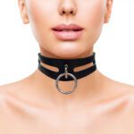 Rouge Garments Black Leather Fashion Bondage Collar - Stylish & Edgy Accessory - Image 2