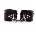 Rouge Garments Black Leather Ankle Cuffs with Piping - Stylish BDSM Accessories - Image 2