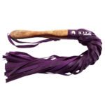 Rouge Garments Purple Leather Flogger with Wooden Handle - Premium BDSM Accessory