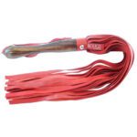 Rouge Garments Red Leather Flogger with Wooden Handle - Premium BDSM Accessory