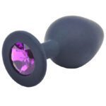 Medium Black Jewelled Silicone Butt Plug - Image 2