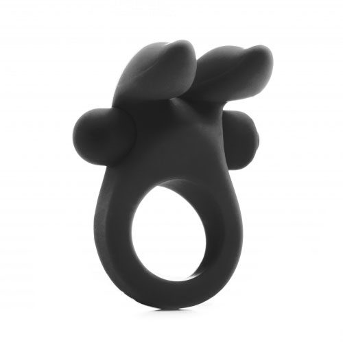 SHT213BLKx Shots Rabbit Vibrating Cock Ring in Black - Ultimate Pleasure for Couples - Image 1
