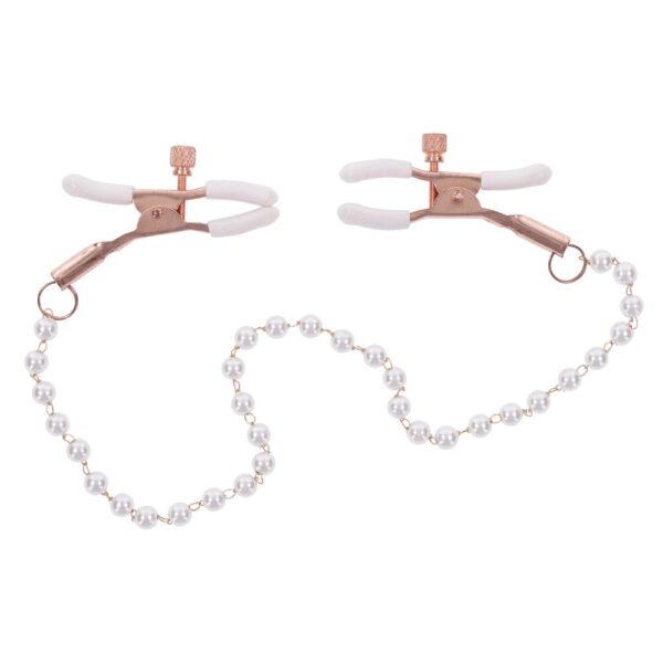 Enhance Pleasure with Sex and Mischief Pearl Nipple Clamps - Adjustable & Stylish