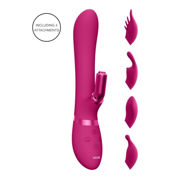 Vive Chou Double Action Interchangeable Rabbit Vibrator - Pink Pleasure Toy
