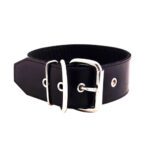 Rouge Garments 50mm Plain Black Leather Collar - Stylish & Durable Pet Accessory