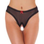 Seductive Crotchless Sheer Black G-String for Ultimate Allure