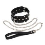 Premium Leather Collar and Chain Set for Stylish Pet Accessories - Image 2