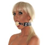 Premium Leather Gag with Wooden Ball - Comfortable BDSM Gear for Enhanced Play - Image 4