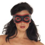Stylish Red and Black Leather Mask for Costumes and Parties