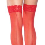 Leg Avenue Sheer Backseam Stockings in Red - UK Size 6 to 12 - Image 3