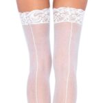 Leg Avenue Sheer Backseam Stockings in White - UK Size 6 to 12 - Image 3