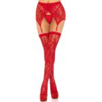 Red Lace Stockings with Garterbelt – Sexy Leg Avenue Lingerie - Image 3