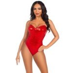 Leg Avenue Red Sequin Boned Bodysuit - Glamorous Party Wear