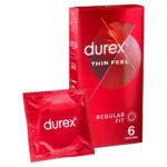 Durex Thin Feel Regular Fit Condoms - 6 Pack for Ultimate Sensation and Comfort