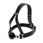 Premium Leather Ball Gag and Head Harness for Ultimate BDSM Experience - Image 2