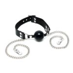 Ultimate Mouth Gag and Nipple Chain Set for Sensual Play and Bondage - Image 2
